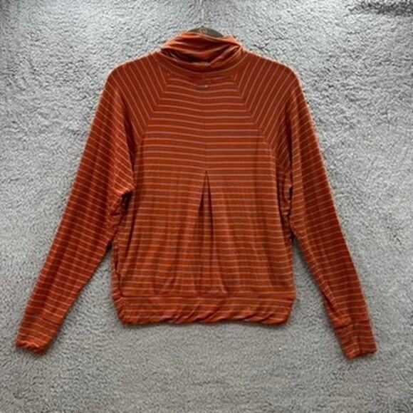 prAna Women's Small Activewear Orange Long Sleeve Top Stretchy Turtle Neck - Picture 6 of 9